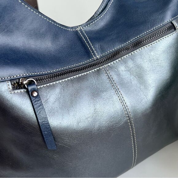 VTG Firenze Bella Marina Leather Oversized Front Pocket Hobo Shoulder Handbag - Picture 12 of 16